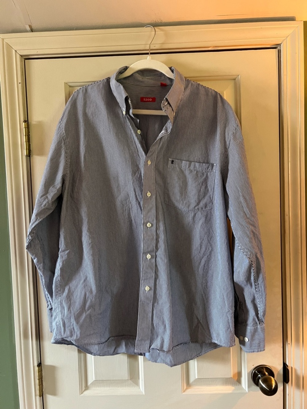 Izod Men's Light Blue Striped Button-Down Shirt